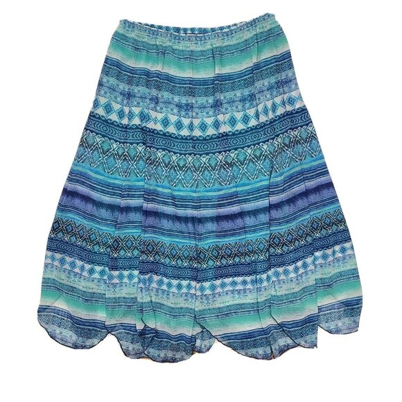 89th & Madison Skirt Womens Size M Medium Blue Green Mixed Pattern Chiffon Lined - Picture 1 of 5